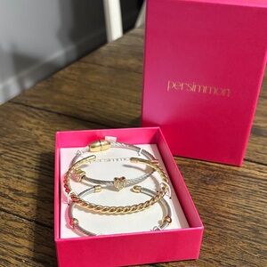 Persimmon Mixed Metal Gold & Silver Heart Bracelet Set